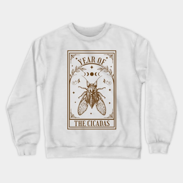 Year of the Cicadas 2024 - Tarot Card - Brood XIX Brood XIII Crewneck Sweatshirt by OrangeMonkeyArt